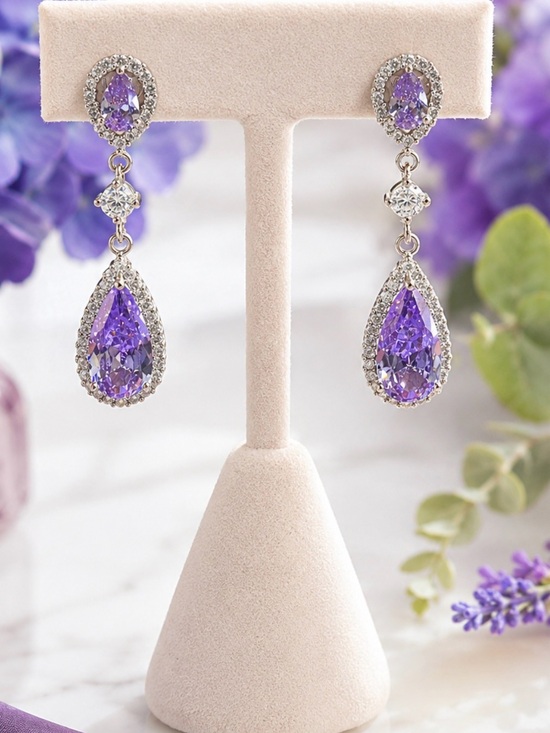 Jewelry - 🤩Earrings Sterling Silver White Gold Over Cubic Zirconia